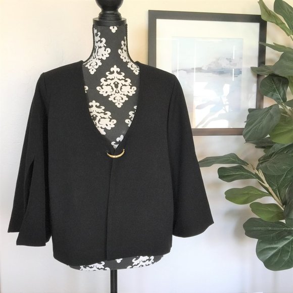 WISH Australian Label Black Olay Jacket Capelet Split Sleeves Size USA 6 AUS 10 - Picture 1 of 12